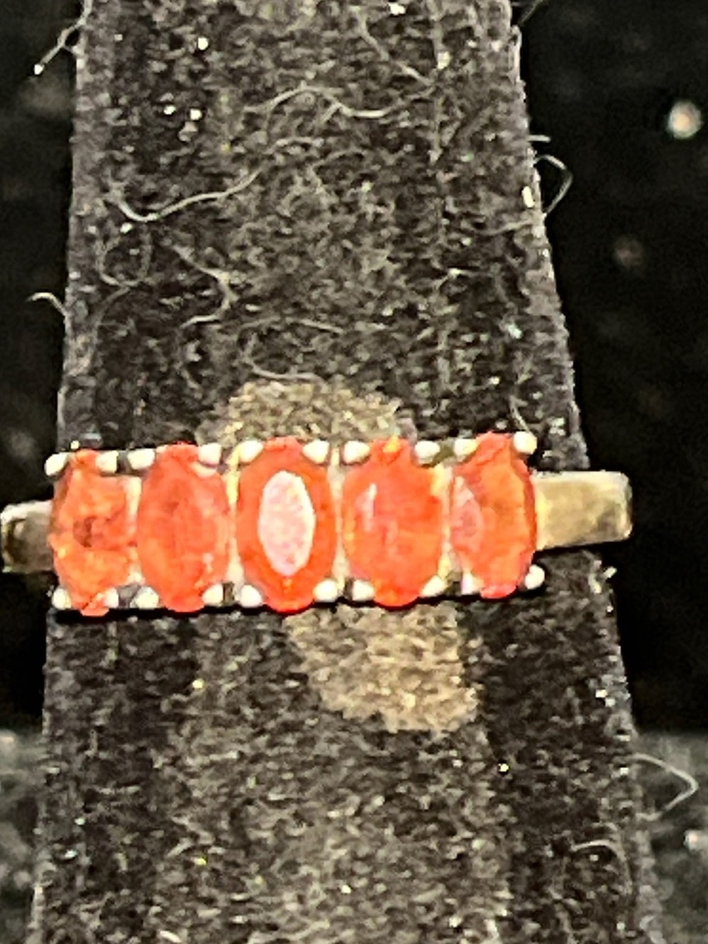 Sterling silver ring with natural orange tourmaline